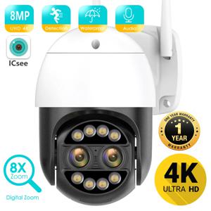BESDER 8MP 4K 8x 하이브리드 줌 2.8+12mm 듀얼 렌즈 PTZ IP 카메라 WiFi 인간 감지 4MP 오디오 보안 비디오 감시 카메라