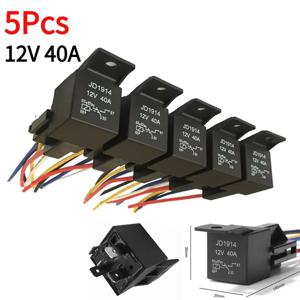 방수 자동차 릴레이, 블랙 레드 구리 터미널, 자동 릴레이 소켓, SPDT 하네스 케이블, 12V, 24V, 5 핀, 40A, 5 개