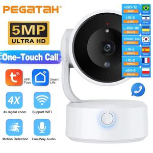 Tuya 원터치 통화 실내 베이비 모니터, 와이파이 PTZ 카메라, 자동 추적 컬러 나이트 비전, IP CCTV 감시 카메라, 5MP