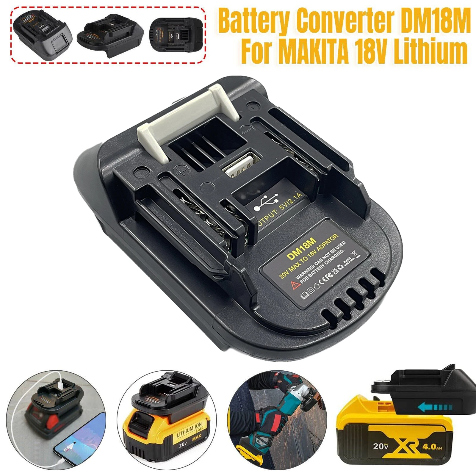 Makita 18V 도구용 DM18M 배터리 어댑터 Dewalt 20V 배터리 및 Milwaukee M18 18V 배터리-Makita 18V 배터리로 변환