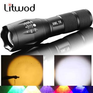 LED 전술 손전등 토치 8000 루멘 XM-L2 U3 줌이 가능한 자기 방어 휴대용 랜턴 5 모드 조정 가능한 캠핑 라이트 램프