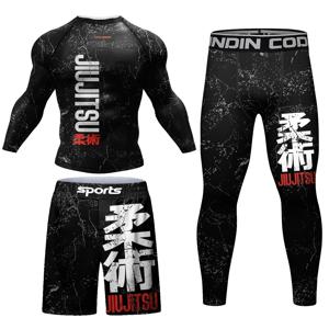 Cody Lundin 러쉬 가드 스포츠웨어 MMA 티셔츠 + 바지 MMA 반바지 4 개/대 남성용 브라질 격투 Jiu Jitsu Bjj 복싱 저지