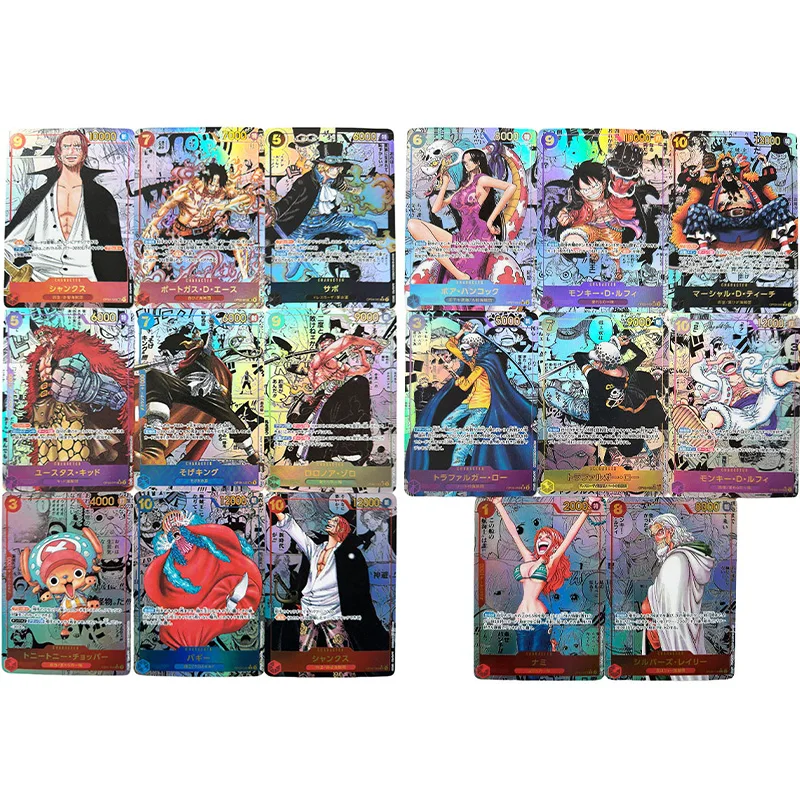 Anime 원피스 일본어 영어 버전 OPCG 만화 복제 Shanks Rayleigh Nika Luffy Buggy Teach 게임 애니메이션 컬렉션 카드