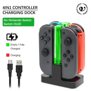 4 in 1 LED 충전 스탠드 도킹 스테이션 표시기 Nintendo Switch NS에 적합 Joy-Con 컨트롤러 스탠드 홀더 충전 도킹 스테이션에 적합