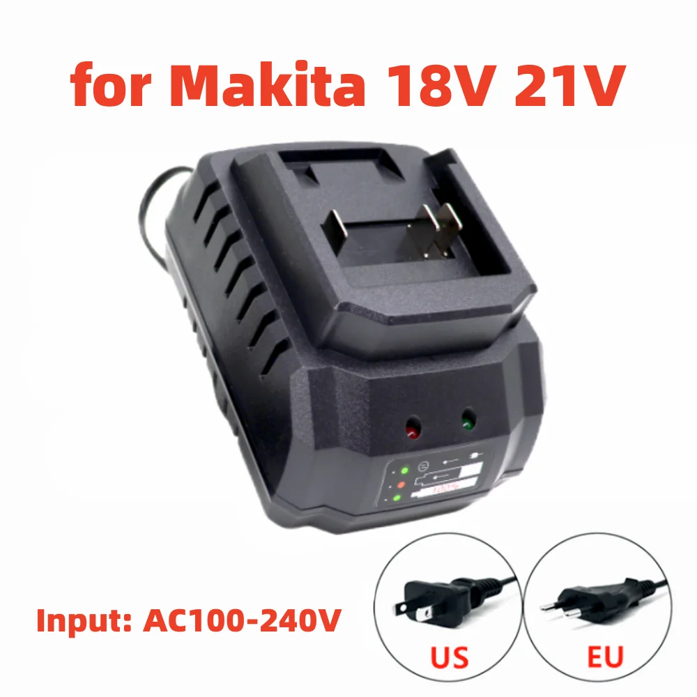Makita 18V 21V 리튬 이온 배터리에 적합한 배터리 충전기 Makita 배터리 교체 용 휴대용 고속 충전기 EU 플러그 US 플러그