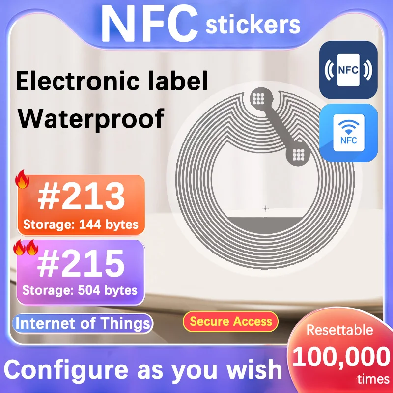 NFC 태그 스티커 라벨, IoT 태그, 개인 자동화 단축키, 13.56MHz, 공유 los13, nfc213, nfc215, rfid