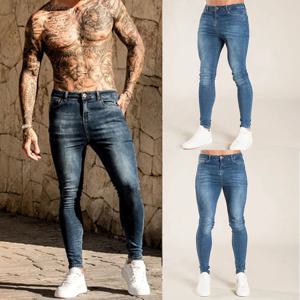 2023 남성 탄성 스키니 청바지 솔리드 컬러 스트레치 펜슬 바지 streetwear 남성 블루 블랙 데님 청바지 조깅 카우보이 바지
