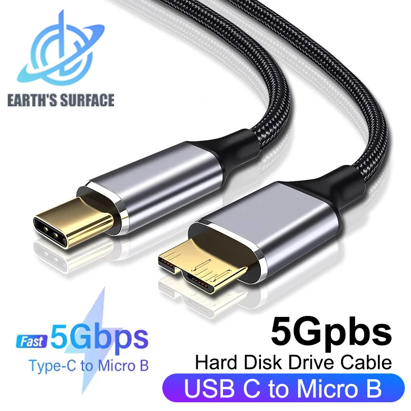 5Gbps 유형 C-마이크로 B USB3.0 케이블 하드 디스크 드라이브 MacBook 노트북 전화용 고속 데이터 케이블 외부 디스크 SSD HDD 카메라