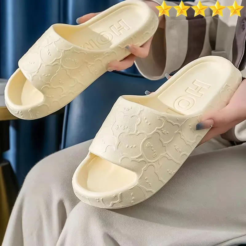【핫 세일】여성 여름 실내 욕실 미끄럼 방지 패밀리 커플 플랫폼 로퍼