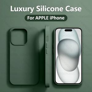 Apple iPhone 11 13 12 14 15 16 Pro Max 케이스 iPhone 15 Plus 충격 방지 보호 커버 용 고급 액체 실리콘 전화 케이스