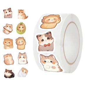 500Pcs/Roll 만화 귀여운 큰 눈 고양이 스티커 노트북 헬멧 스크랩북 저널링 어린이 스티커를 장려