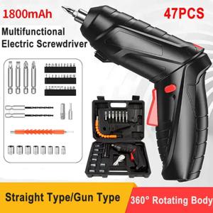 47 PCS 3 6V 무선 드라이버 세트 1800mAh 배터리 가정용 유지 보수 전동 공구 용 휴대용 전기 드라이버