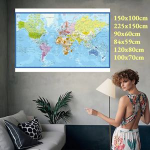 벽 포스터 세계지도 프랑스어 폴리 에스터 비닐 그림 사무실 학교 용품 홈 인테리어 Carte Monde