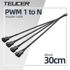 Teucer 12V/4Pin PWM 검정/흰색 어댑터 케이블 1 ~ 1/2/3/4 컴퓨터 CPU 쿨러 팬 분배기 PC 섀시 팬 확장 전원 케이블