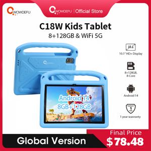 CWOWDEFU 어린이 태블릿, 안드로이드 14 옥타코어, 8GB RAM, 128GB ROM, 10.1 인치 HD, 5G-WiFi, 어린이 패드, 교육용 앱 설치 선물