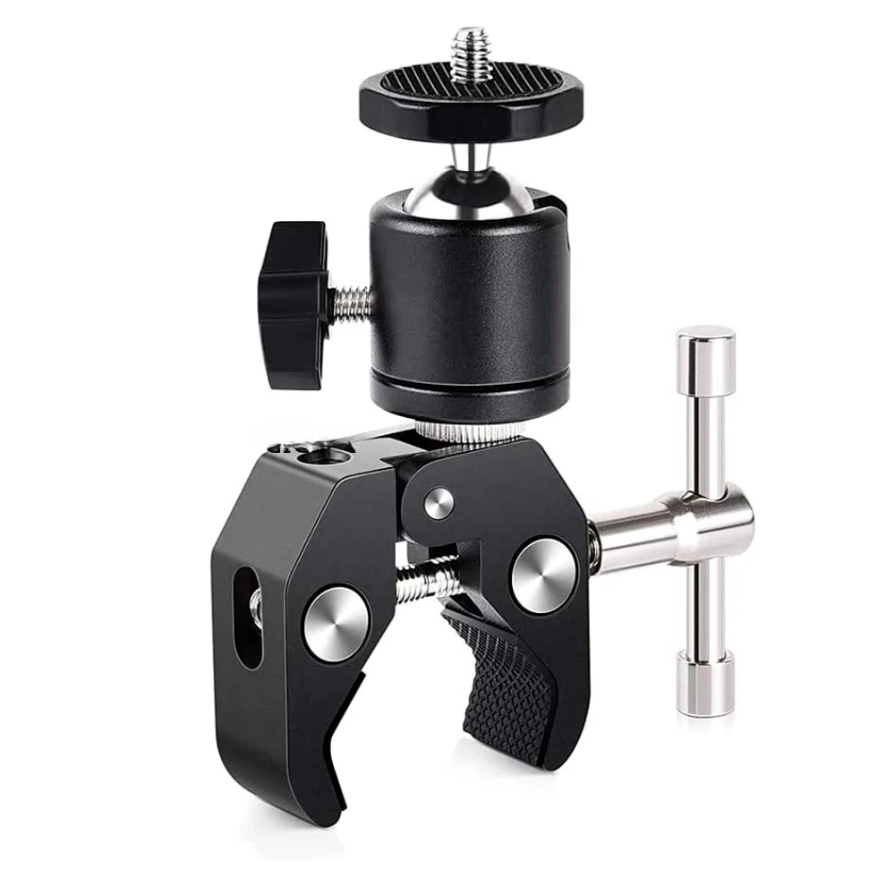 ERIKOLE 슈퍼 클램프 360 °   미니 볼 헤드 퀵 릴리스 클램프 브래킷 삼각대 마운트 DSLR 카메라 Gopro용 1/4 나사 클립