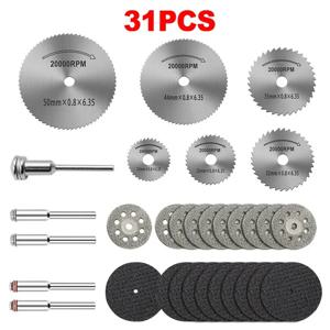 31pc 다이아몬드 커팅 디스크 샌딩 그라인딩 휠 원형 톱 블레이드 목공 금속 Dremel 미니 드릴 로타리 도구 액세서리