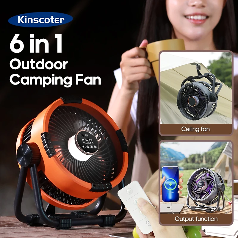 새로운 다기능 6 in 1 데스크탑 팬 20000mAh 실외 캠핑 팬 공기 순환기 4 속도 조절 무선 텐트 천장 팬 New Multifunctional 6 in 1 Desktop Fan 20000mAh Outdoor Camping Fan Air Circulator 4 Speed Adjustment Wireless Tent Ceiling Fan