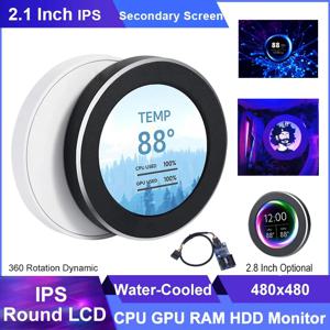 2.1 2.8 인치 IPS 보조 화면 480x480 USB 수냉식 원형 LCD CPU GPU RAM HDD 모니터링 AIDA64 미니 PC 게이머 디스플레이 없음
