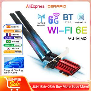 듀얼 밴드 무선 네트워크 카드 어댑터 PC, 3000Mbps 와이파이 6E AX210, 블루투스 5.3, 802.11AX, AC PCI 익스프레스, 2.4G, 5GHz, 6GHz