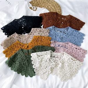 가짜 칼라 목도리 오-넥 인형 거짓 칼라 셔츠 여성 중공 크로 셰 뜨개질 레이스 분리형 칼라 의류 액세서리 Faux Col