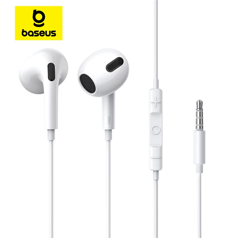 Baseus H17 3.5mm 유선 이어폰(마이크 포함) 음악 스포츠용 이어폰형 헤드폰 이어폰 모니터 이어버드 헤드셋