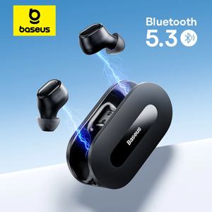 Baseus 진정한 무선 이어폰 Bluetooth 5.3 HiFi 스포츠 이어버드 고속 충전 0.06' 낮은 대기 시간 25H 재생 시간