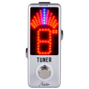 Rowin LT-910 기타 튜너 페달 |   초정밀 스트로브 모드, LED 디스플레이, 트루 바이패스, 기타/베이스용 컴팩트 메탈 디자인(9V)