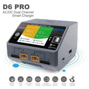 기존 HOTA D6 Pro AC 200w DC 2x325w /15a 채널 Rc 드론 예비 부품 용 스마트 배터리 충전기 방전기 Lipo 충전기-회색