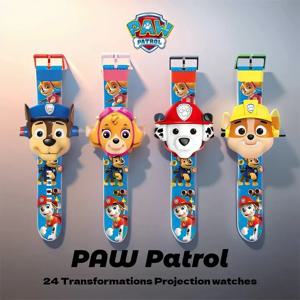 Paw Patrols 3D 프로젝션 디지털 시계 개 마샬 잔해 스카이 체이스 소년과 소녀를위한 아이 선물 애니메이션 액션 모델 어린이 장난감