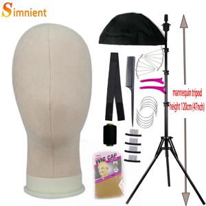 새로운 마네킹 머리 가발 스탠드 캔버스 블록 헤드 조정 가능한 마네킹 머리 삼각대 가발 만들기 디스플레이 Wth 가발 모자 T 핀