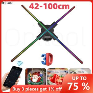 42-100CM 3D 팬 홀로그램 프로젝터 Wifi 디스플레이 광고 로고 빛 Led 기호 홀로그램 램프 3차원 프로젝터