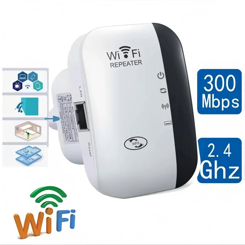 300m Wifi 리피터 미국 EU 플러그 신호 증폭기 벽을 통한 확장 네트워크 강화제 홈 라우터 침실 수신 이동