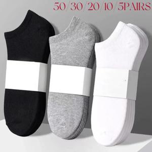 50/30/20/10/5Pcs/남성 양말 봄 여름 얇은 통기성 부드러운 폴리 에스터면 양말 블랙 캐주얼 비즈니스 발목 보트 양말 S