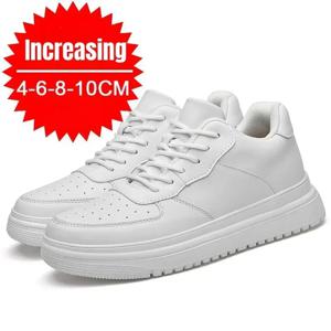 PDEP 남성용 새로운 신장 증가 신발 10cm 보이지 않는 엘리베이터 스니커즈 화이트 Leathe Sport Zapatillas De Hombre 빅 사이즈 46