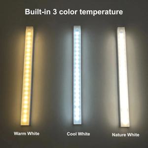 Led 충전 인체 센서 라이트 바 옷장 캐비닛 침실 기숙사 잠자는 자기 긴 스트립 야간 조명