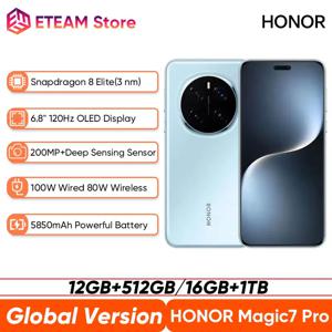 글로벌 버전 Honor Magic7 Pro 5G 스마트폰 스냅드래곤 8 엘리트 6.8인치 120Hz OLED 디스플레이 100W 고속 충전 200MP IP68&IP69 eSIM