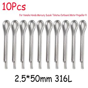 10Pcs 프로펠러 분할 핀 2.5*50mm 316L 스테인레스 스틸 Yamaha Honda Mercury Suzuki Tohatsu 선외 모터 프로펠러 Pi