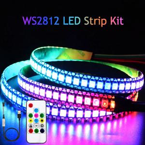 WS2812B USB LED 스트립 RGB WS2812 주소 지정 가능 픽셀 테이프 14키 리모컨 TV 백 언더 캐비닛 램프 1-5M DC5V