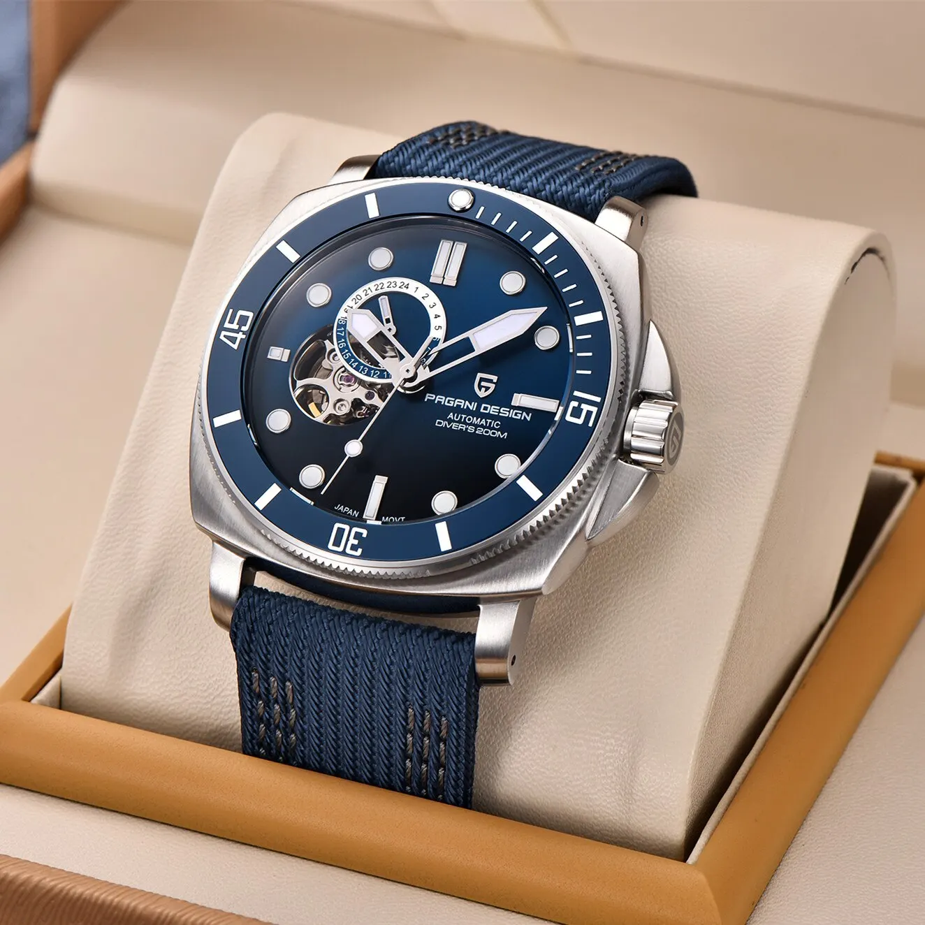 PAGANI DESIGN 브랜드 스포츠 남성용 기계식 시계, 패션 사파이어 200M 방수 자동 타임코드, Relogio Masculino 2024 신제품