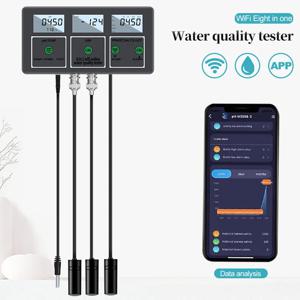 온라인 수질 테스터 pH/ORP/EC/TDS/SALT/S.G/CF/온도 APP 테스터 수영장 수족관용 8-in-1 WIFI 및 데이터 전송
