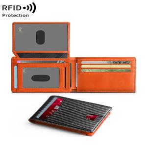 탄소 섬유 미니멀리스트 초박형 삼중 지갑 RFID 남성용 지갑 ID 창 및 13 카드 슬롯 동전 지갑 카드 홀더