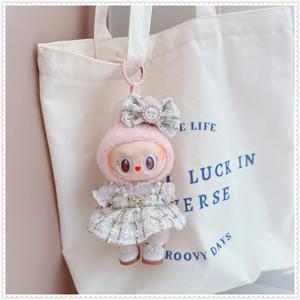 17cm Labubu 인형 액세서리 의류 고급 럭셔리 디자인 달콤한 모직 목도리 정장 스커트 Labubu 의류 메신저 백 로퍼