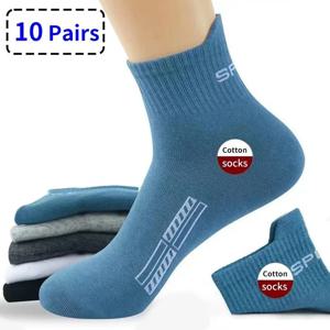 10/20Pairs 고품질 남성 양말 캐주얼 통기성 코튼 맨 런 스포츠 양말 봄 가을 남성 삭스 선물 플러스 사이즈 38-45