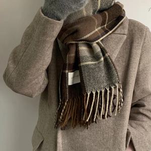 격자 무늬 긴 스카프 겨울 따뜻한 캐시미어 여성 Pashmina Foulard Bandana 스카프 여성 럭셔리 Hijab 술 목도리 랩 2023 Pareo