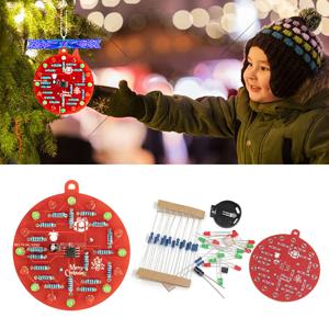 DIY 전자 키트 NE555 빨간색과 녹색 LED 크리스마스 트리 장식 깜박이는 빛 전자 부품 재미 납땜 DC 3V