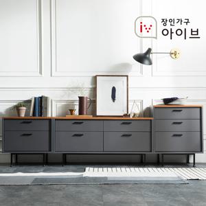 장인가구 아이브 루시퍼 그레이 다용도 수납 2400 거실장 세트D