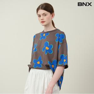 정상가:69,000원 ㅣ 라운드 플라워 패턴 반팔 티셔츠 (BX2TS030L0)