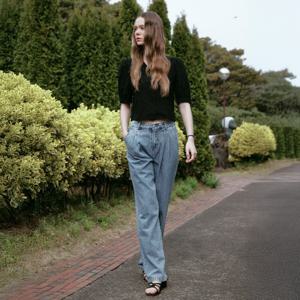 HUGO two tuck straight denim pants_BLUE