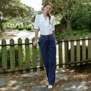 HUGO two tuck straight denim pants_DEEP BLUE